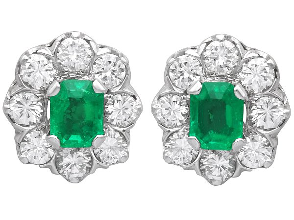 Oval Cut Emerald Cluster Earrings