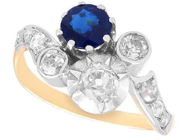 Victorian Diamond and Sapphire Twist Ring for Sale