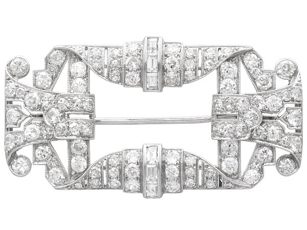 Antique 4.28ct Diamond Brooch Art Deco Era