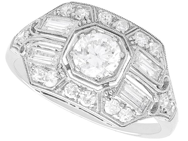 Diamond Art Deco Ring in White Gold