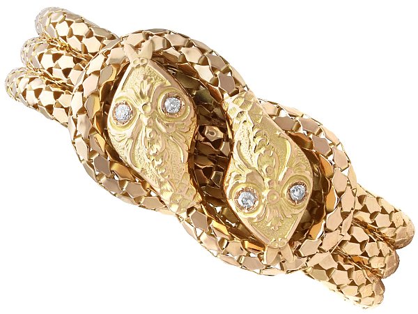 Gold and Diamond Snake Bracelet for Sale