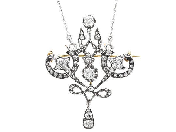 Edwardian Diamond Brooch in Yellow Gold
