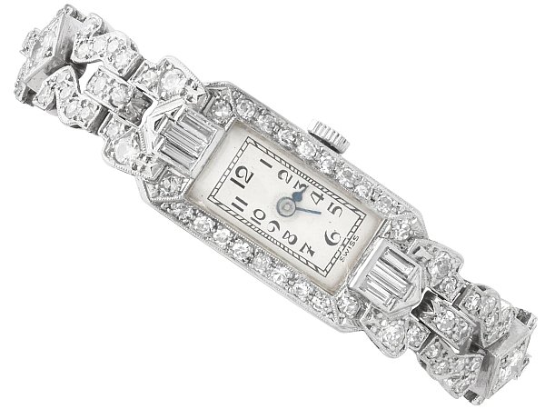 Art Deco Diamond Watch with Baguette Cut Diamonds