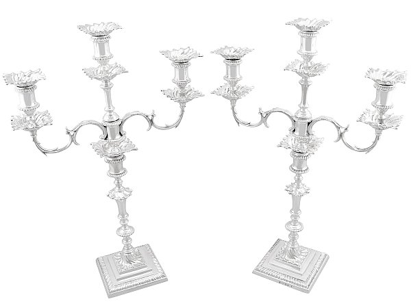 Tall Sterling Silver Candelabra and Candlesticks