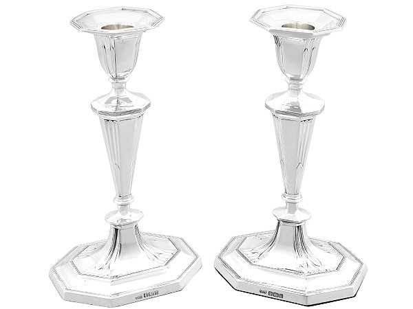 Piano Style Sterling Silver Candlesticks