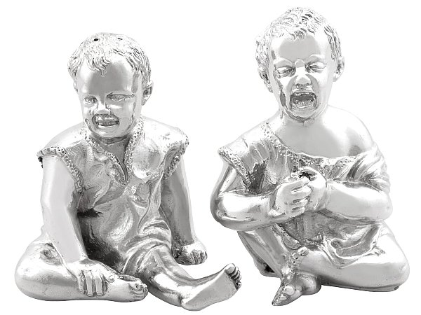 Victorian Novelty Silver Baby Salt and Pepper Shakers