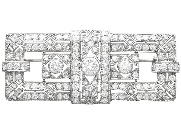 Rectangular Art Deco Platinum Diamond Brooch