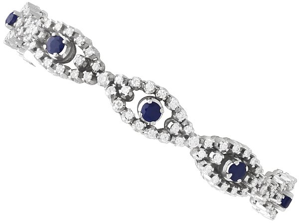 Blue Sapphire and Diamond Bracelet in White Gold