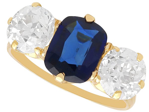 Victorian Sapphire Trilogy Engagement Ring in Gold
