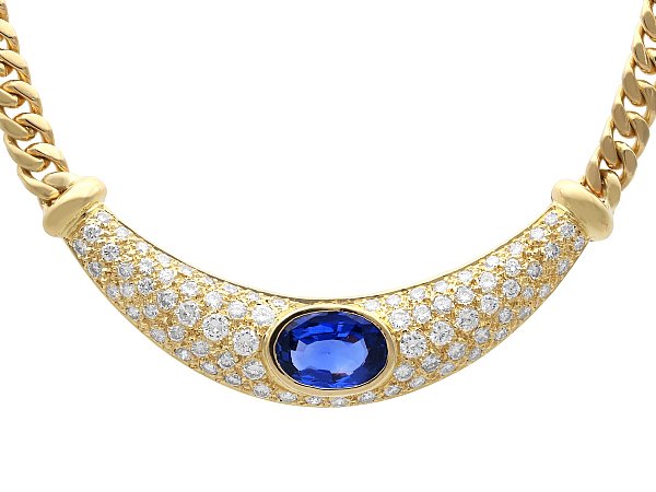 18ct Yellow Gold Sapphire and Diamond Necklace