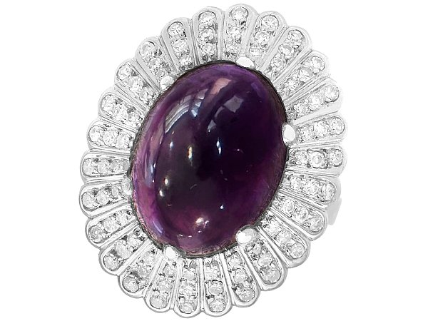 Amethyst and Diamond White Gold Ring for Sale