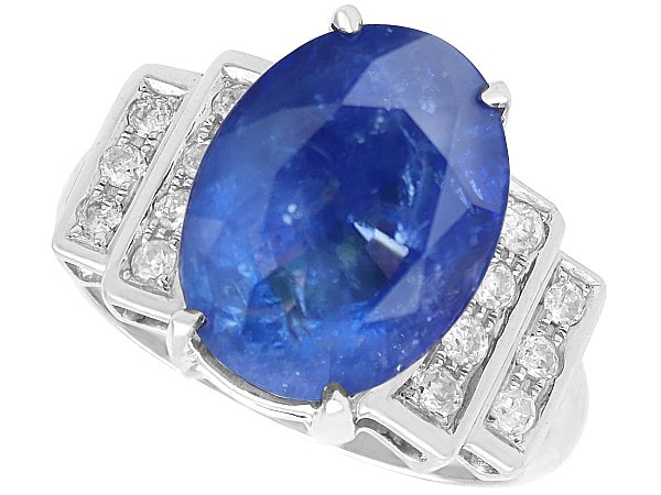 Vintage Oval Cut Sapphire Ring with Diamonds