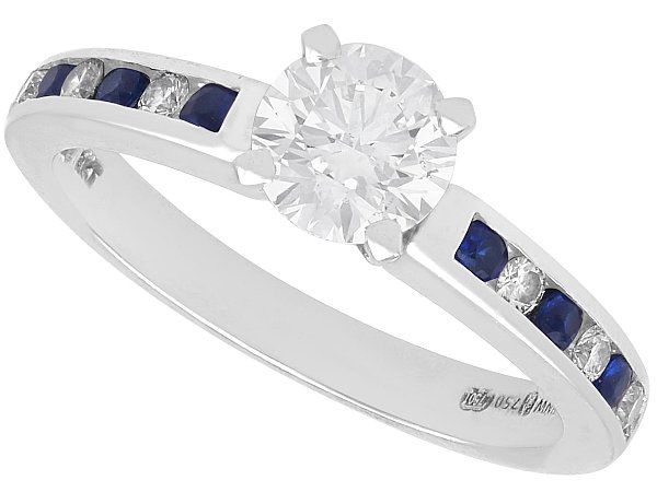 Solitaire Ring with Sapphire and Diamond Shoulders
