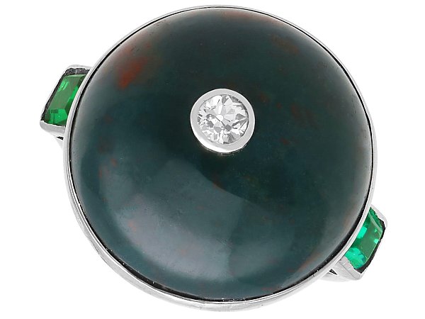 Antique Bloodstone Ring in White Gold
