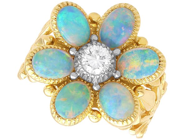 Floral Opal Ring in Yellow Gold for Sale