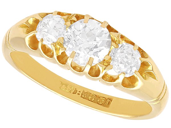 Antique Three Stone Diamond Ring in Gold