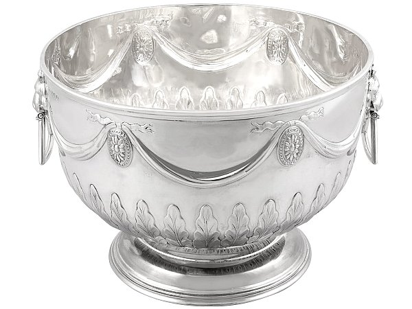 Antique Silver Bowl with Lion Handles