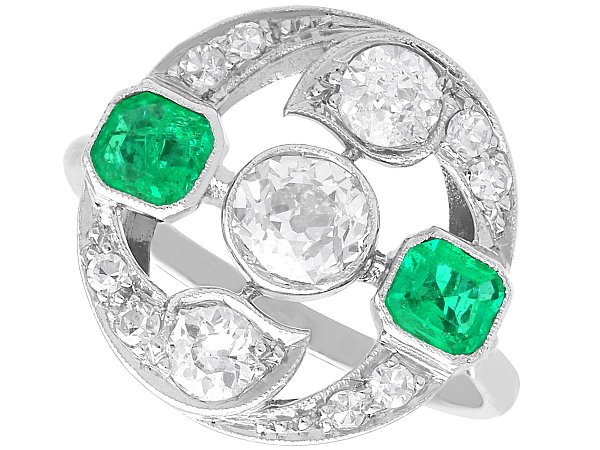 1920s Emerald and Diamond Ring in White Gold