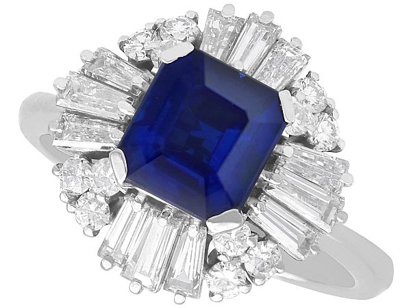Emerald Cut Sapphire Ballerina Ring in Platinum