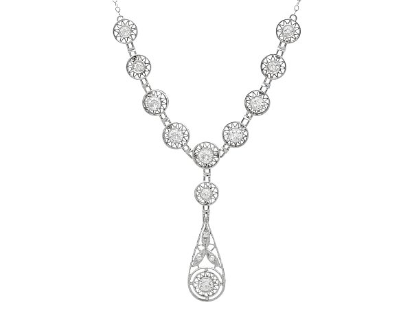 1920s Diamond Drop Pendant Necklace for Sale
