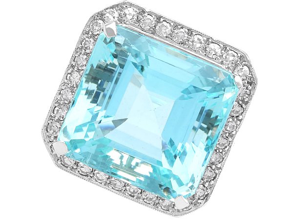 30 Carat Aquamarine Ring in White Gold for Sale