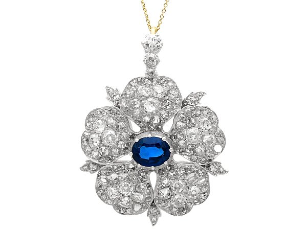 Late 19th Century Sapphire and Diamond Floral Brooch