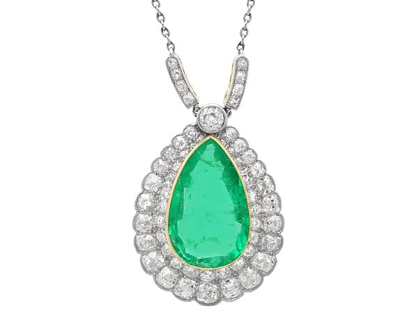 Antique Pear Cut Emerald Pendant for Sale