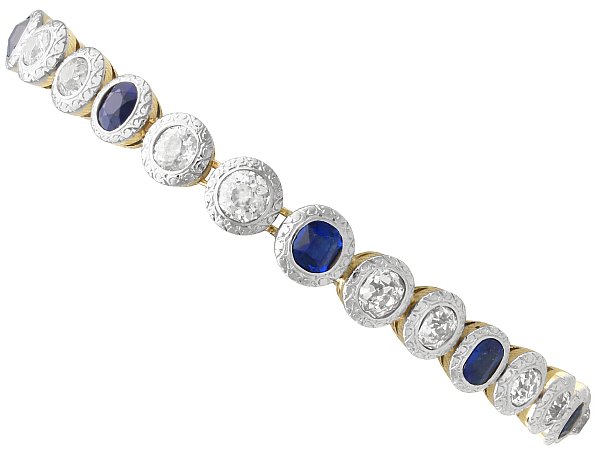 Antique Oval Sapphire and Diamond Bracelet for Sale