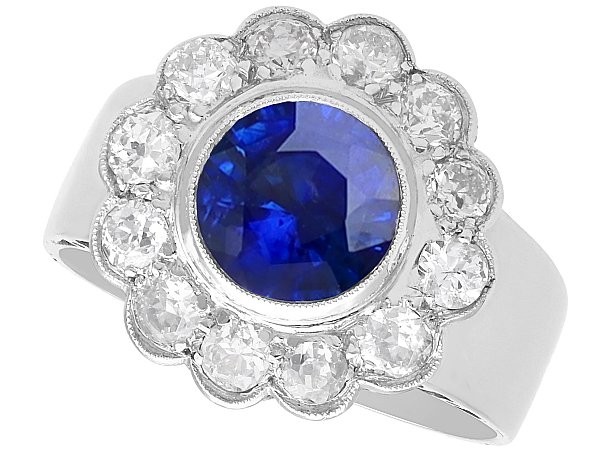 Bezel Set Sapphire Cluster Ring in White Gold