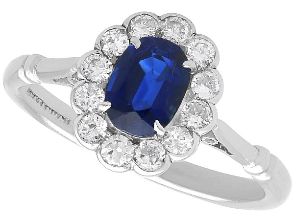 Cushion Cut Sapphire Engagement Ring in Platinum
