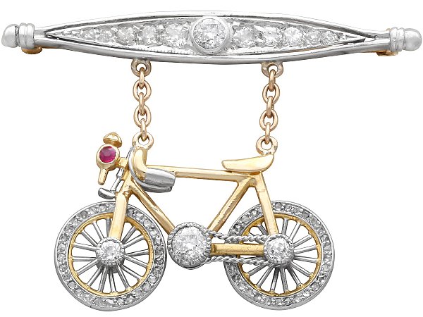 Antique Diamond Bicycle Brooch for Sale