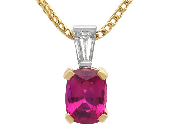 Cushion Cut Pink Sapphire Pendant for Sale