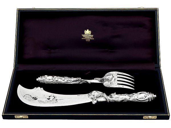 Victorian Cast Silver Fish Servers