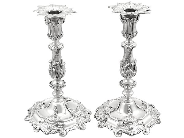 Portuguese Cast Silver Candlesticks