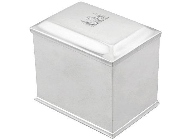Georgian Sterling Silver Caddy with Crest