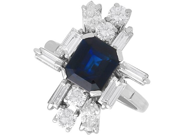 Vintage Royal Blue Sapphire Diamond Ring for Sale