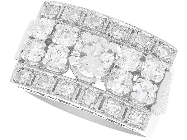 Chunky Platinum and Multi Diamond Ring