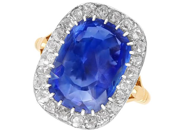 Yellow Gold Cushion Cut Sapphire Cluster Ring