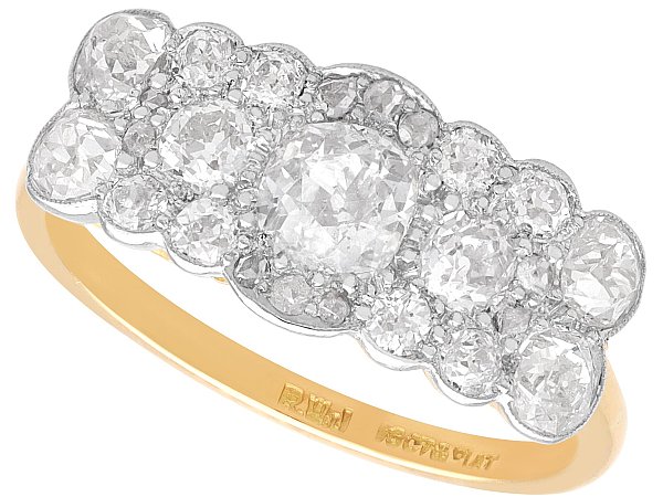 Antique Linear Diamond Cluster Ring in Gold