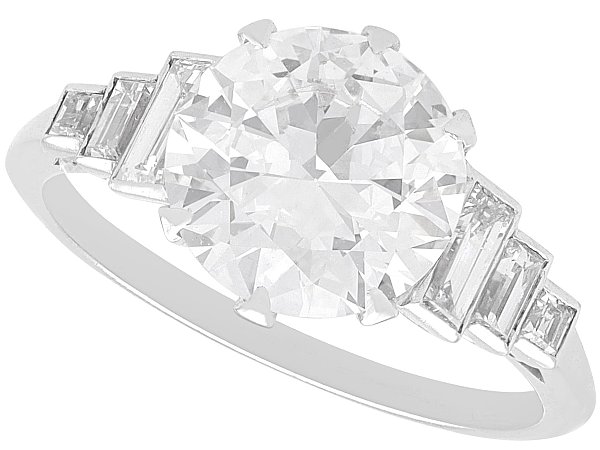2.5 Carat Diamond Solitaire with Baguettes - Art Deco