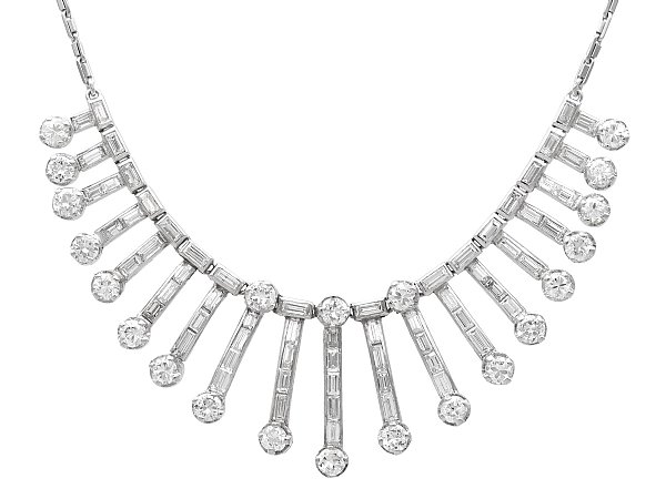 Art Deco Diamond Fringe Necklace in Platinum for Sale