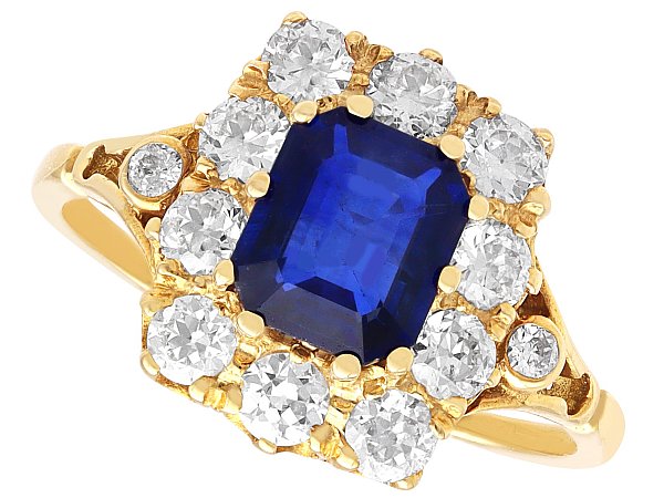 18ct Gold Sapphire and Diamond Cluster Ring for Sale