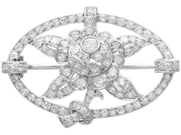 Edwardian Floral Diamond Brooch in Platinum