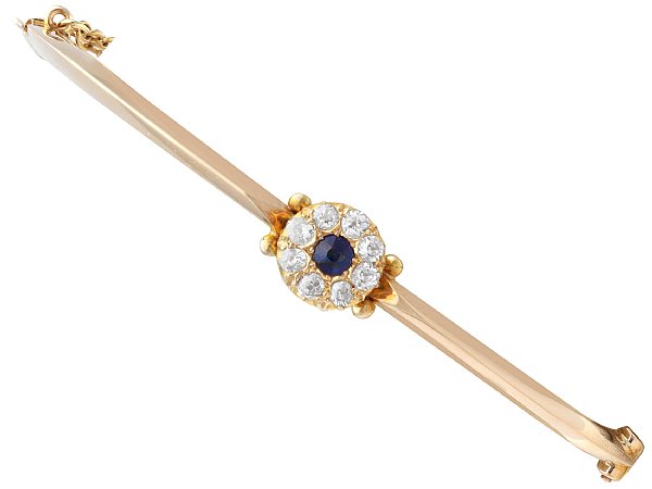Antique Sapphire Cluster Gold Bangle for Sale