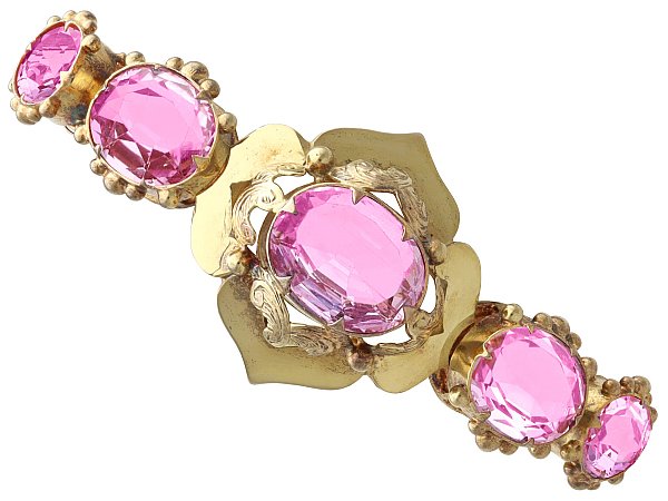 Antique Pink Topaz Bracelet in Gold for Sale