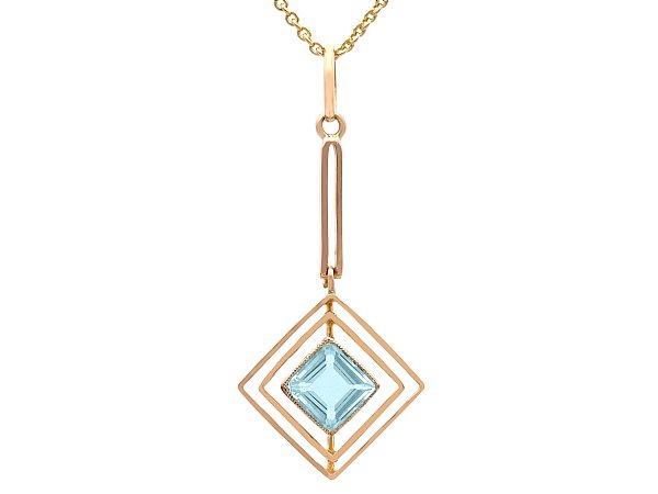 Edwardian Gold Aquamarine Pendant Necklace