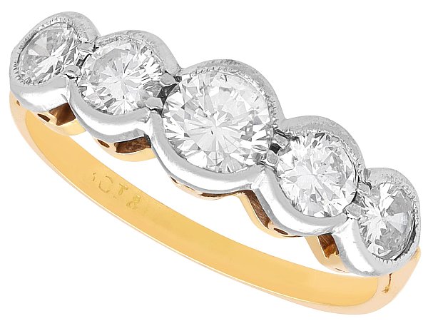 Bezel Set Five Stone Ring in Gold