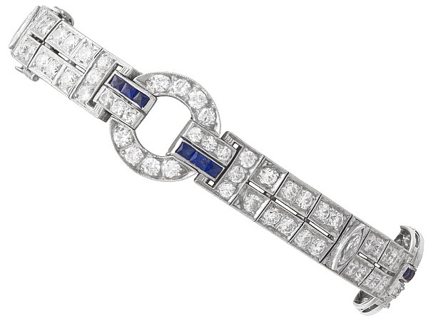 Antique Diamond and Sapphire Bracelet in Platinum