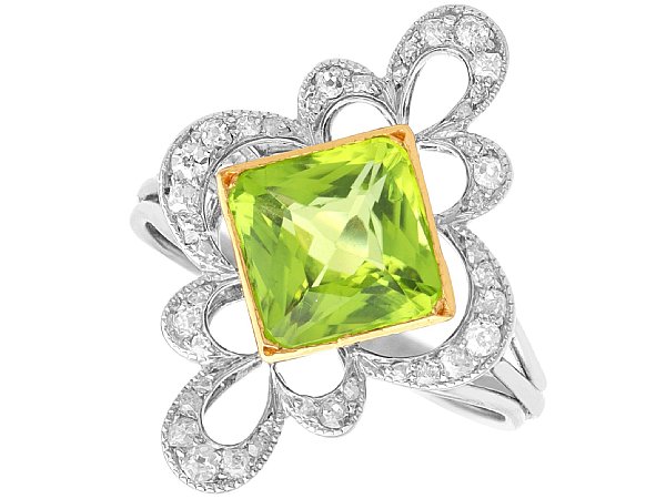 Edwardian Peridot Ring with Diamonds