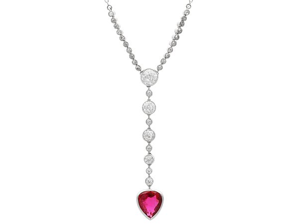 Pear Cut Ruby Pendant Necklace for Sale